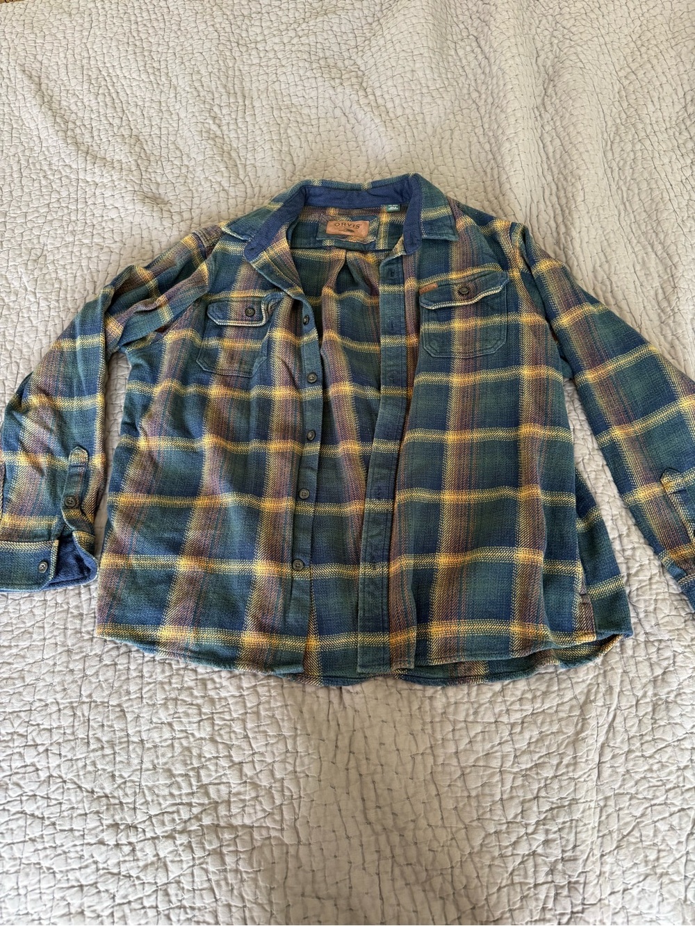 Orvi Plaid Button-Down Shirt in Blue and Yellow